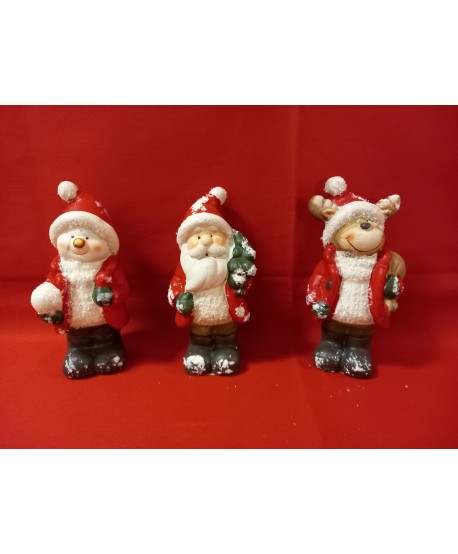 Figurines rouge père Noël/renne/bonhomme de neige