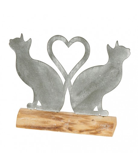 2 chats joints en forme de cœur