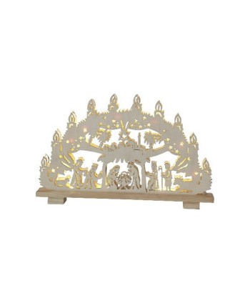 crèche bois naturel  Led 45cm