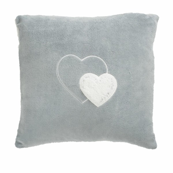 Coussin gris microfibre cœur