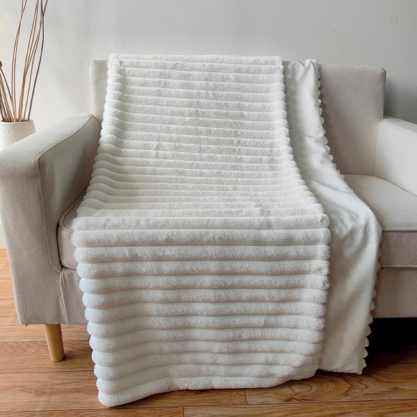 Plaid blanc à grosses côtes STINA