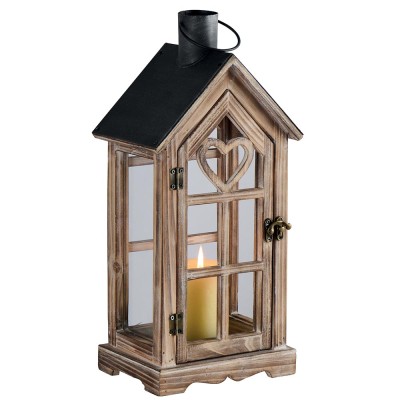 Lanterne bois blanchi coeur...