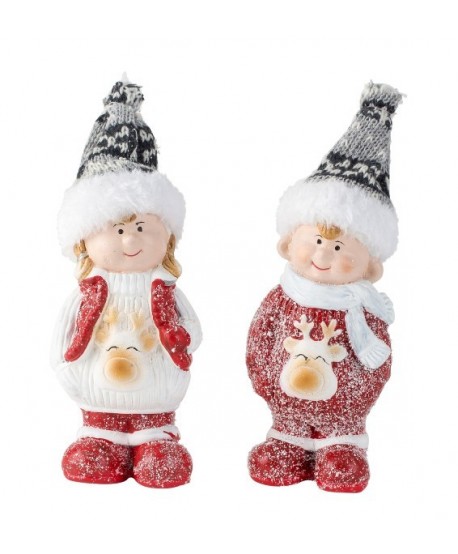 Enfants rouge et gris 18cm