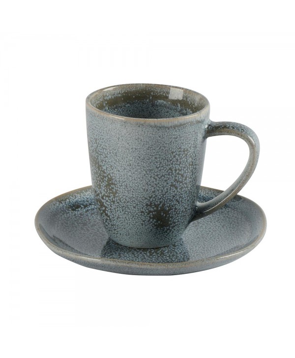 Lot De 6 Tasses à Café Vésuvio Terra 12cl - Grès Orange, Motif Relief, Compatible Lave-vaisselle & Micro-ondes