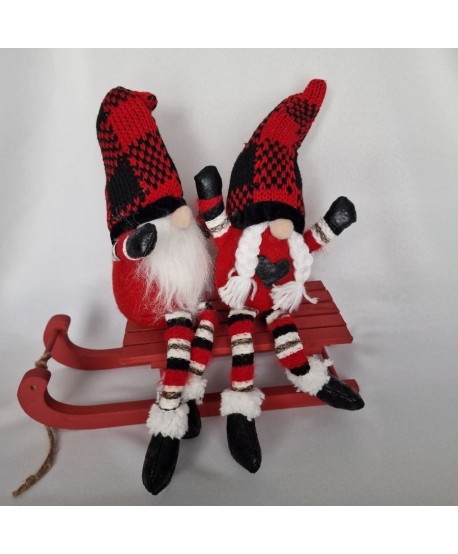 Gnomes rouge et noir jambes pendantes 16cm